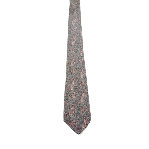 Vintage Pierre Balmain Paris Necktie Abstract Art  Paisley Pink Gray Italy short - Picture 1 of 3